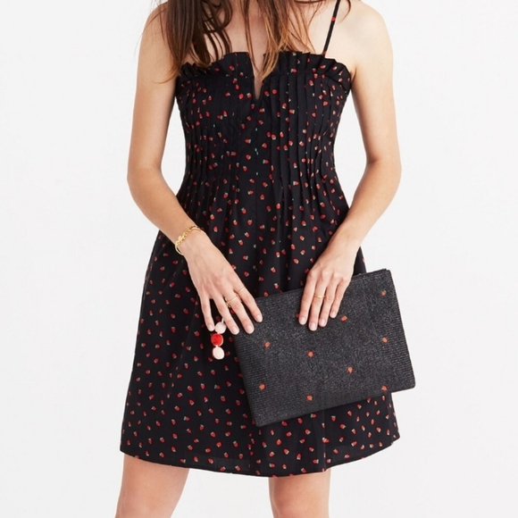 Pintuck Cami Dress in Fresh Strawberries Madewell Size 12 - Picture 1 of 7